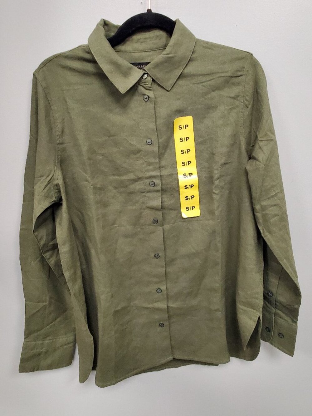 Banana Republic Women's Linen Blend Button Down Long Sleeve Shirt In Olive Green